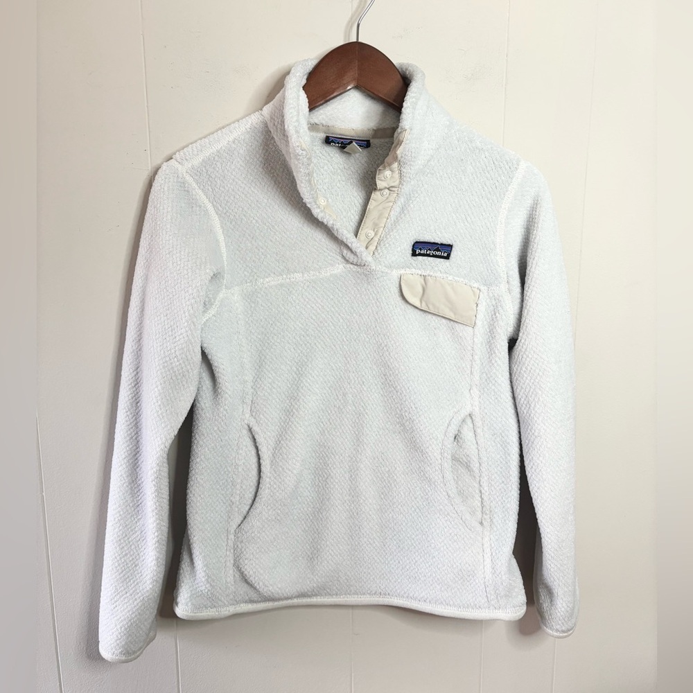 Patagonia women’s re tool pullover sweatshirt light jacket size SM grey/white